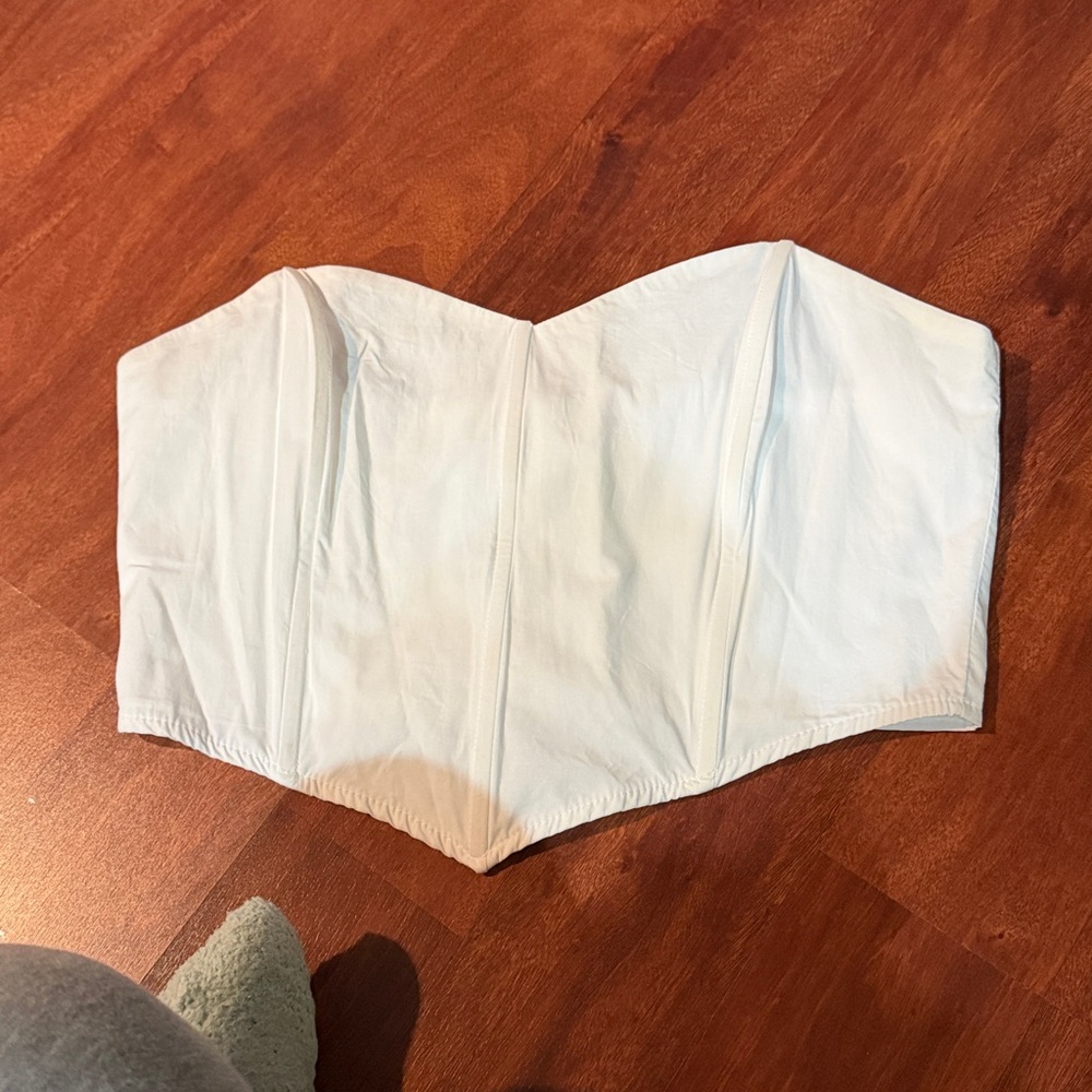 La Hearts White Strapless Corset Crop Top